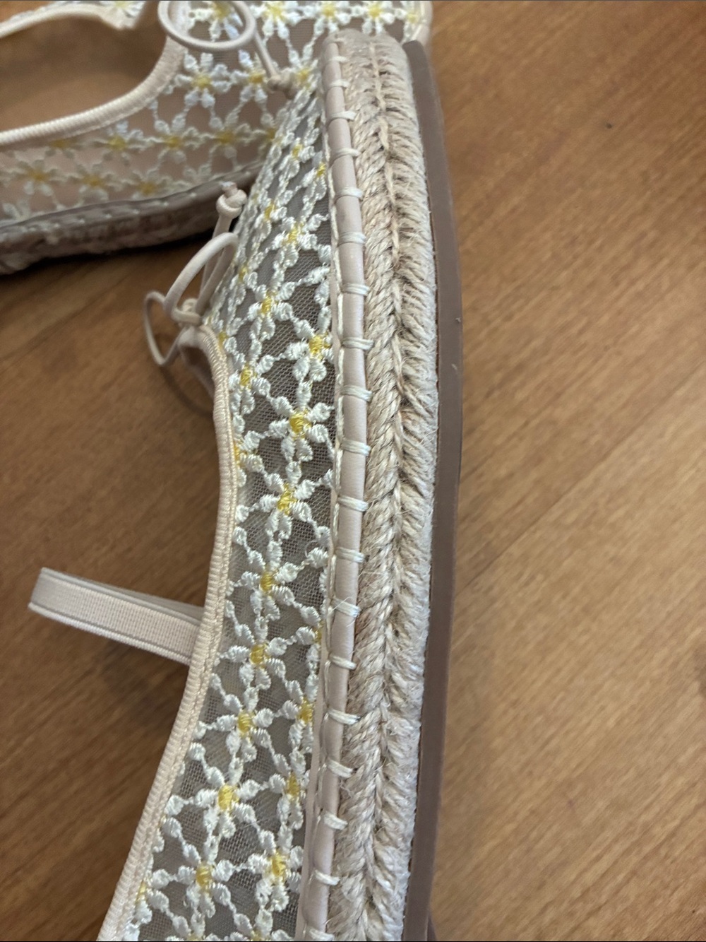 Madden Girl Cream Lace Espadrille Ballet Flats with Bow - Picture 9 of 10